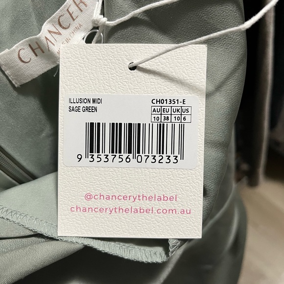 Chancery Satin Sage Green Midi Dress size 10 - Picture 2 of 4